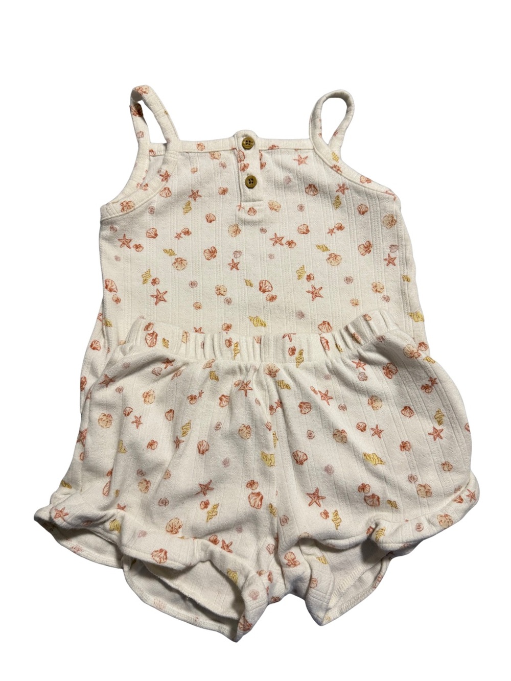 Girls Cream Shell-Print set